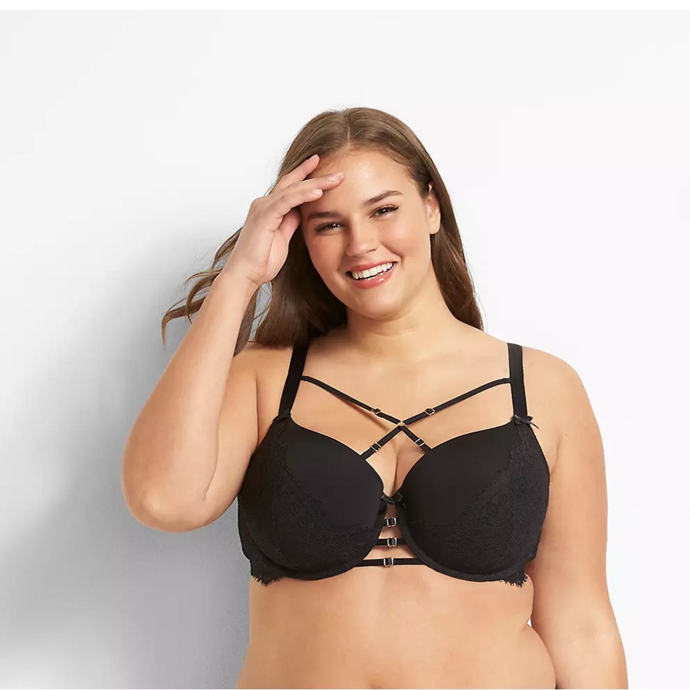 Cacique Black Strappy Lace Bra